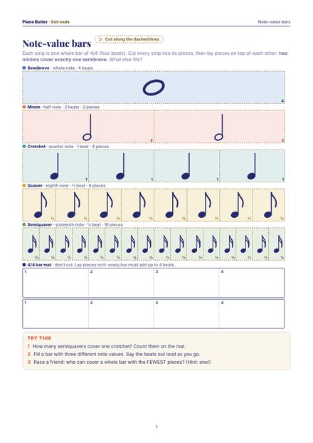 First page of the Note-value bars printable